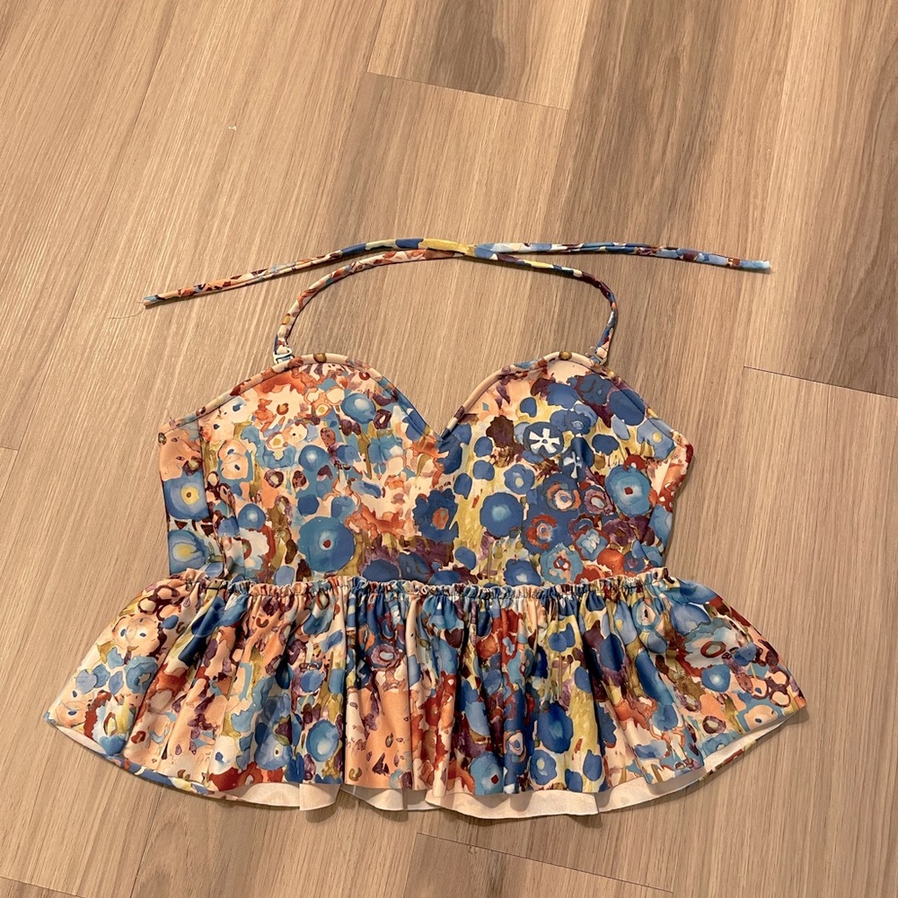 Like new Kortni Jeane peplum halter top swim size S